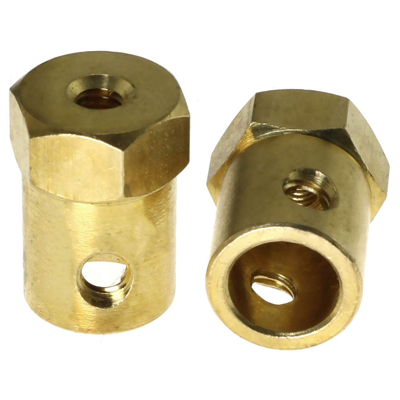 [Australia - AusPower] - RuiLing 2pcs 8mm Hex Brass Shaft Coupling with 1pcs M4 Mini Hex Wrench and 4pcs M4 Fastening Screw Metal Axis Bearing Fittings DIY Model Accessory Shaft Hexagonal Coupler Motor Connector 