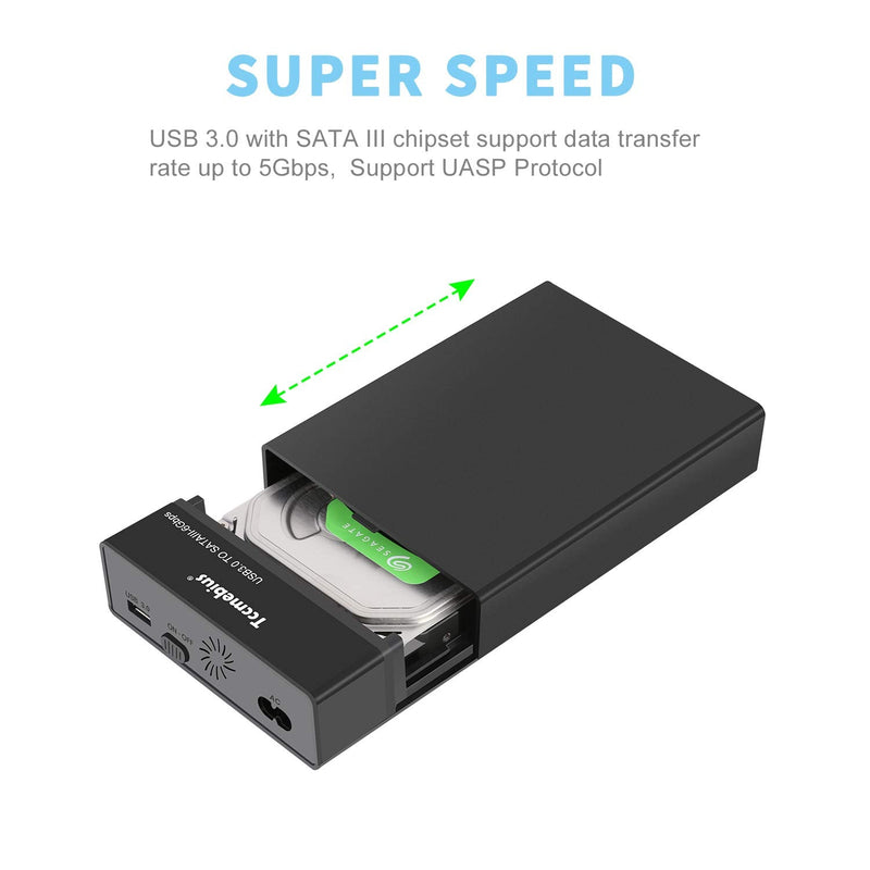 [Australia - AusPower] - Tccmebius External Hard Drive Enclosure USB 3.0 to SATA Docking Station for 2.5/3.5 Inch SATA I/II/III HDD SSD, Up to 10TB, Support UASP & Automatic Sleep Function, Tool-Free (TCC-S8) 