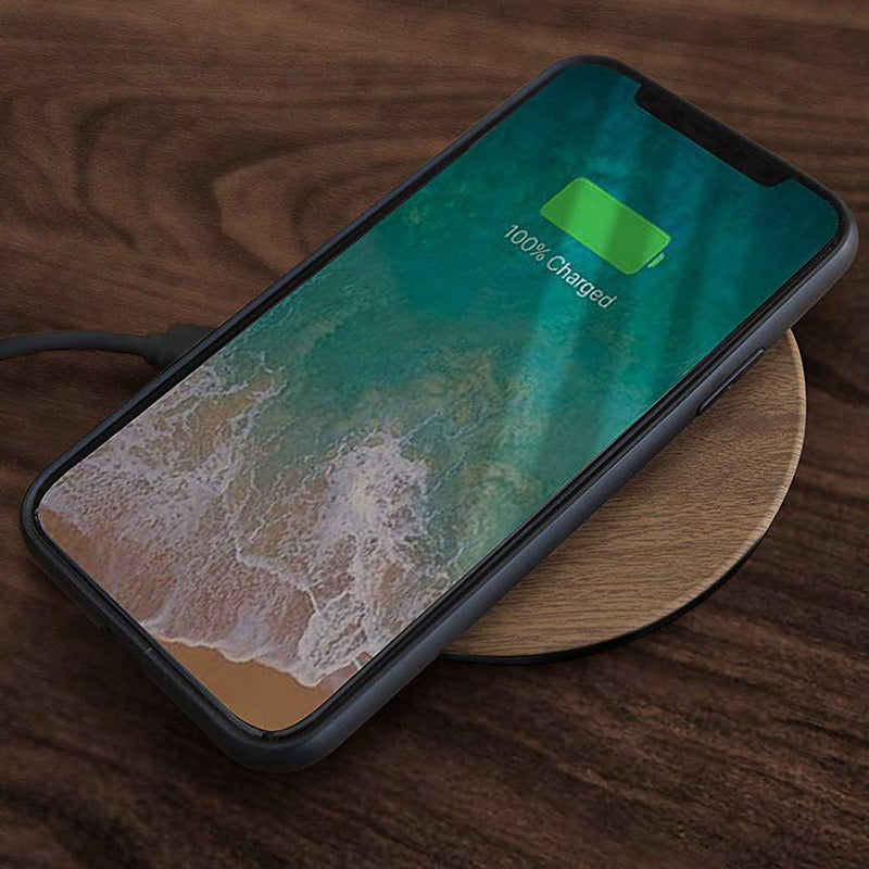 [Australia - AusPower] - Wireless Charger Rubberized Wood Charging Pad- Qi Certified, 15W Fast Charging Station by Reveal Shop- Compatible w/iPhone 13/12/11/11Pro/XS Max/XR/XS/X/8/8Plus, Galaxy S6 to S10, S20 Cable Included 