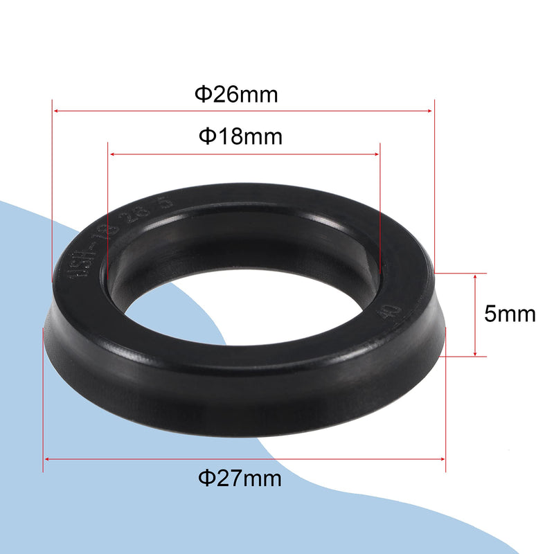 [Australia - AusPower] - MECCANIXITY USH Radial Shaft Seal 18mm ID x 26mm OD x 5mm Width Nitrile Rubber Oil Seal, Black 18x26x5mm 