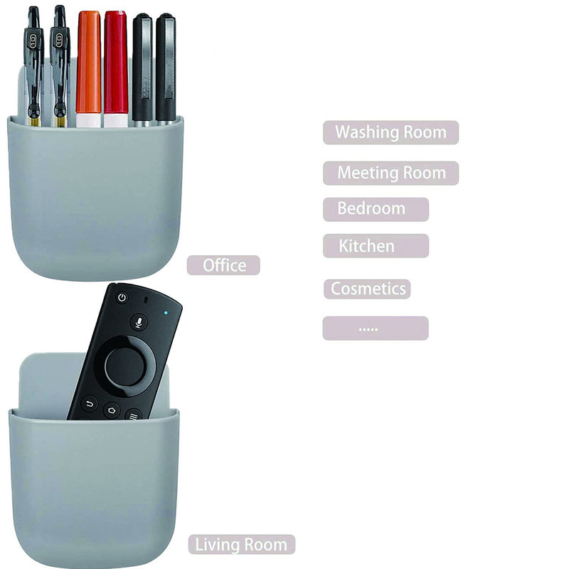[Australia - AusPower] - Bunhum Remote Control Holder Wall Mount Remote Organizer Wall Mount Wall Phone Holder Pen Holder for Wall, Adhesive Organizer Media Storage Box, 4 Pieces Organizer for Home School Office(White, Blue) White, Blue 