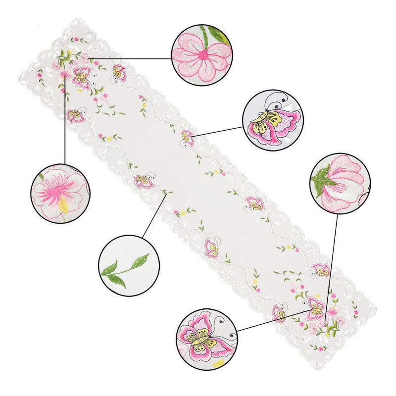 [Australia - AusPower] - Simhomsen Spring Butterfly and Floral Table Runners, Dresser Scarf (Pink, 14 × 70 Inch) Pink 14 By 70 Inch 