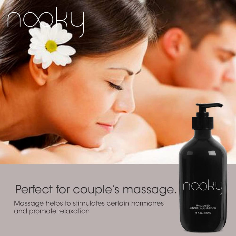 [Australia - AusPower] - Nooky Massage Oil with Fractionated Coconut Oil for Massaging 16 Ounce (Unscented) Unscented 