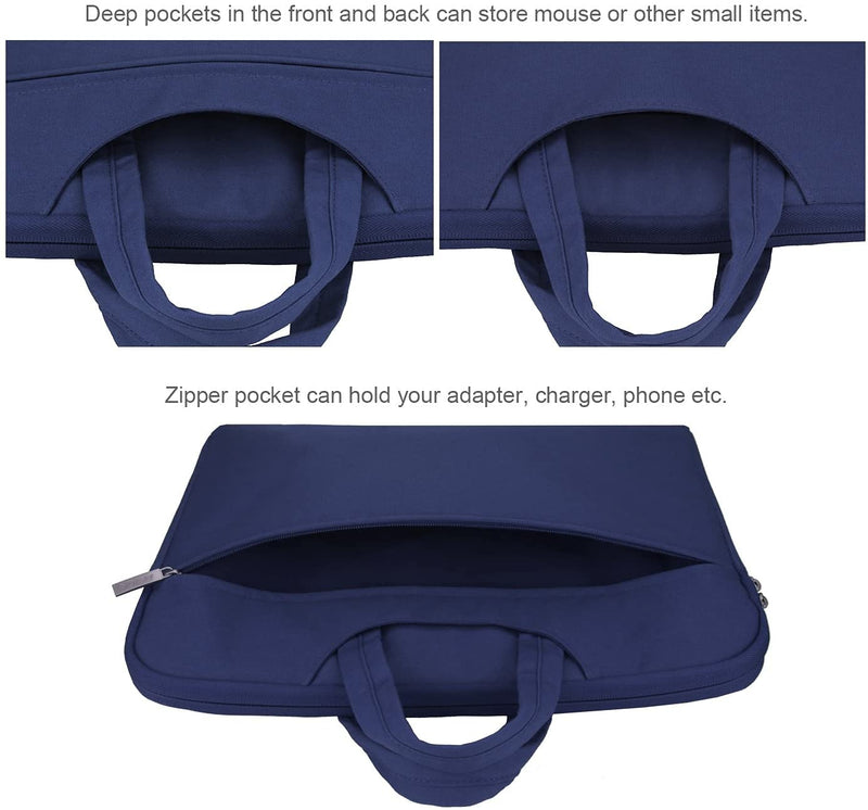 [Australia - AusPower] - Arvok Water-resistant Laptop Sleeve Bag with Handle Briefcase Carrying Bag (15.6 inch, Denim Blue with collapsible handles) 