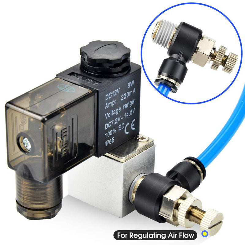 [Australia - AusPower] - TAILONZ PNEUMATIC 3 Pack SL-1/4-N3 Push to Connect Air Line Fitting Air Flow Control Valve 1/4 Inch od 3/8 Inch Npt Elbow 90 Degree Air Speed Control Valve Fitting 1/4"OD3/8"NPT 