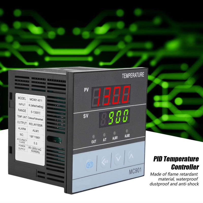 [Australia - AusPower] - PID Temperature Controller, Dual Digital Display K Type, MC901 Digital Programmable Temperature Control K Type PT100 Sensor Input Relay SSR Output 