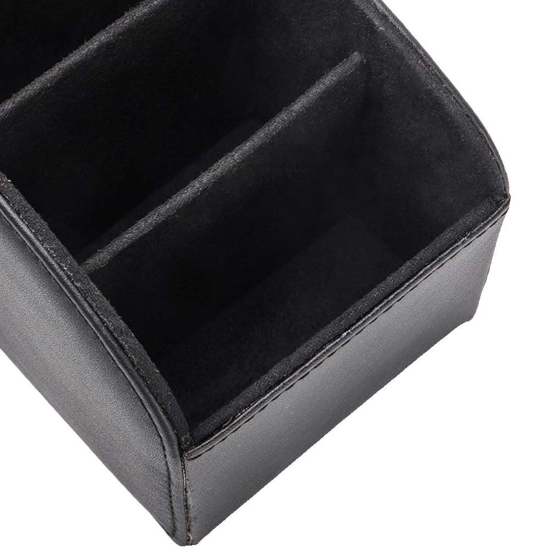 [Australia - AusPower] - Fosinz Remote Control Holder Organizer Table Desk Leather Control Storage TV Remote Control Organizer with 4 Spacious Compartments (Black 1) Black 1 