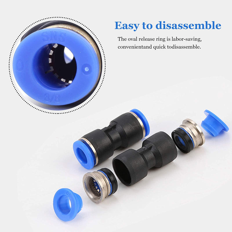 [Australia - AusPower] - 80Pcs Straight Push in Connectors Quick Release Pneumatic Connectors Air Line Quick Connect Fittings Kit for 1/4 5/16 3/8 1/2 inch Tube OD 