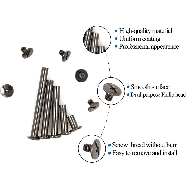 [Australia - AusPower] - Alloypro 80 Pcs Phillips Chicago Binding Screws M5 x 10/20/30/40/50mm Black Scrapbook Extenders Post Binding Barrels and Screws Assortment Kit for Scrapbook Photo Albums/Book Binding Black M5x10/20/30/40/50 