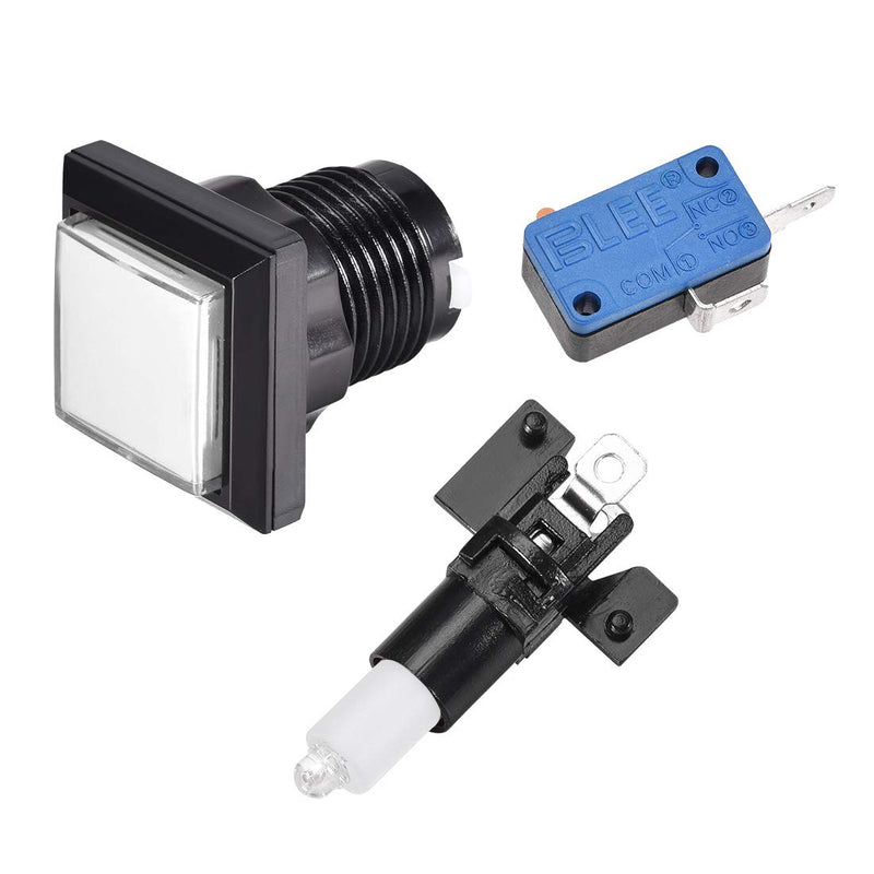 [Australia - AusPower] - uxcell Game Push Button 34x34 Square 12V LED Illuminated Push Button Switch with Micro Switch for Arcade Video Games White 5pcs 