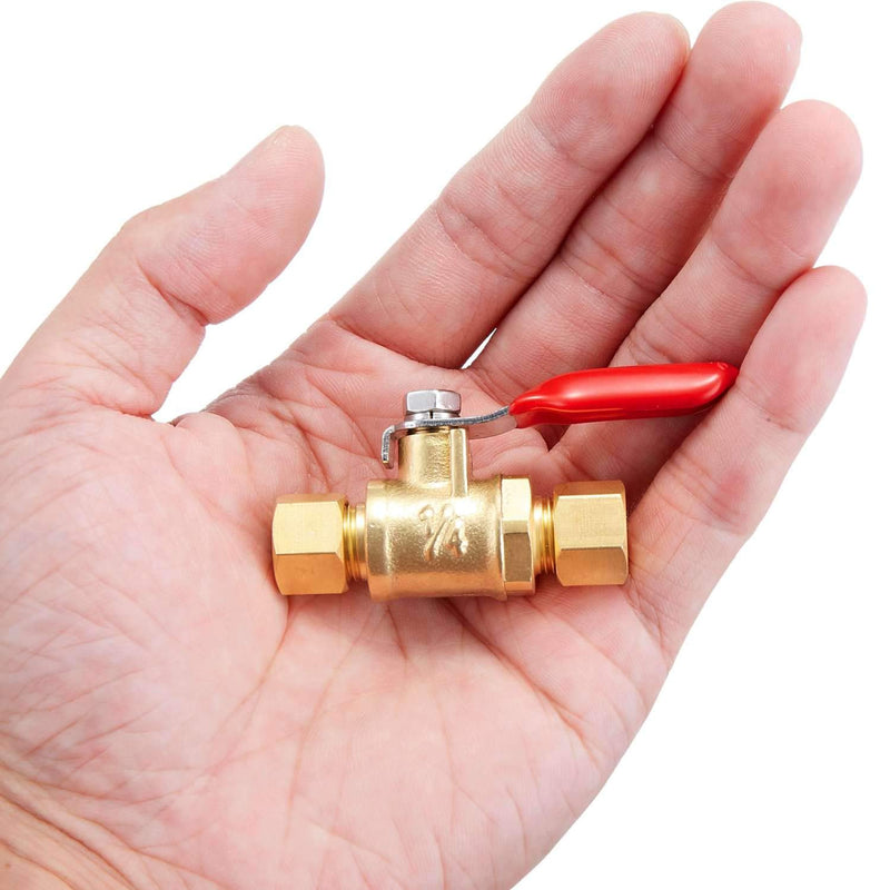 [Australia - AusPower] - Litorange 1 Pack Lead Free Brass Mini Ball Valve Shut Off Switch, 1/4 inch Compression by 1/4 Compression Fitting 1PCS 1/4 x 1/4 Com 