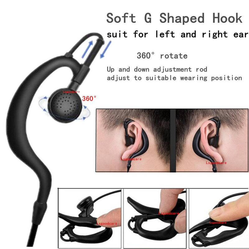 [Australia - AusPower] - 2 Pin Advanced G Shape Earhook Police Earpiece Headset Earphone PTT and Mic Compatible for Motorola Two Way Radio CP040 CP200 CP100 CLS1110 GP2000 VL50 Security Walkie Talkie Pack,Lsgoodcare black5 