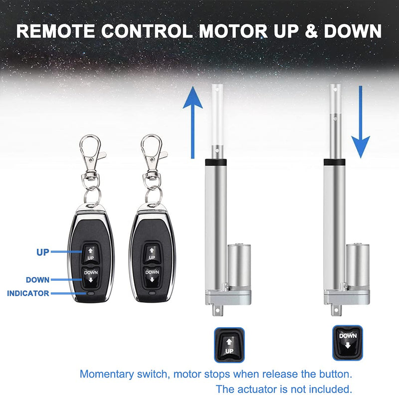 [Australia - AusPower] - UYGALAXY Linear Actuator Controller DC Motor 12V Momentary Switch Forward/Reverse with 2 PC Wireless Remote Control DPDT Relay for Motors 2 fob keys 