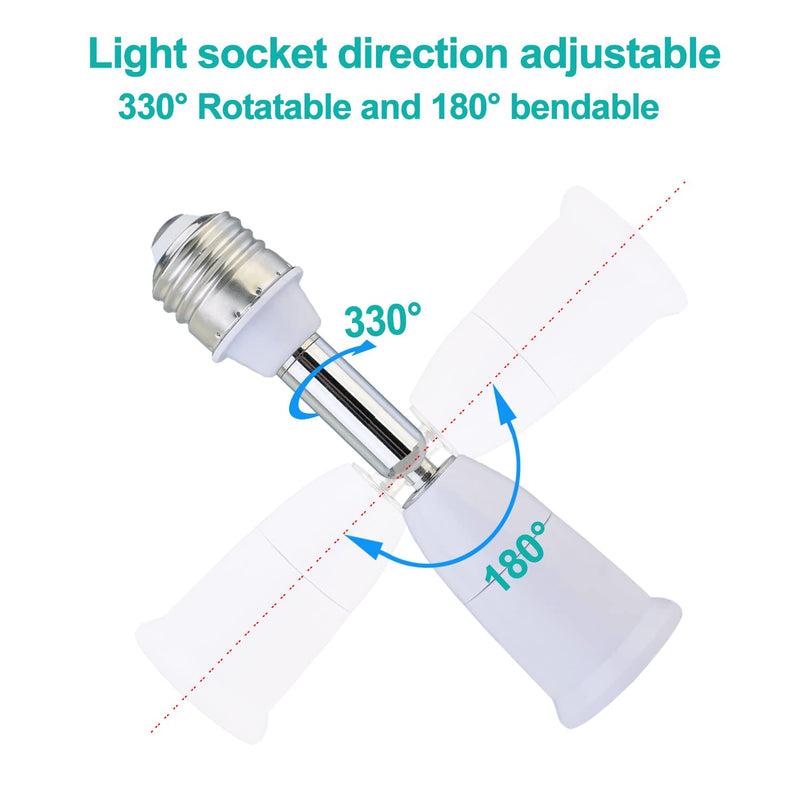 [Australia - AusPower] - [2 Pack] Borju Light Socket Extender, Medium Base, Extend Light Socket Position, Adjust Light Socket Direction, White 2 
