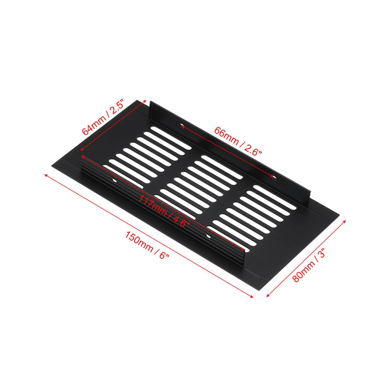 [Australia - AusPower] - PATIKIL 6 x 3 Inch Door Air Vent Cover, Aluminum Grille Ventilation Cover Louvered with Mounting Screws for Cabinet Wardrobe Door, Black 