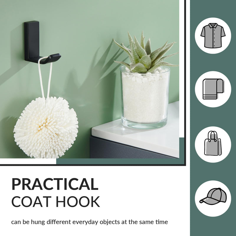 [Australia - AusPower] - APLusee 2 Pack Bath Robe Hook, 304 Stainless Steel L Shape Coat Holder, Bathroom Home Accessories Matte Black 