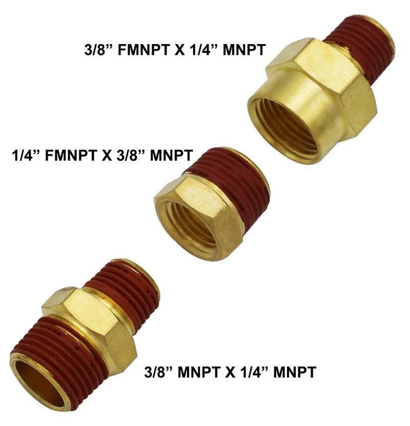 [Australia - AusPower] - YOTOO Solid Brass Pipe Fitting, Hex Bushing, Reducer Adapter Couplings 3/8 inch x1/4 inch NPT , 15-Piece Packed 