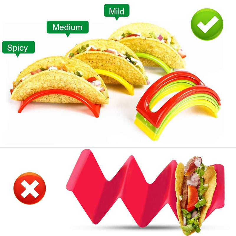 [Australia - AusPower] - Taco Holder Stands Set of 18, BPA Free Taco Holder for Microwave and Dishwasher Taco Tray Taco Shell Holder Rack for Taco Tuesday Taco Bar Taco Party Supplies by ForTomorrow (Red,Yellow,Green) 