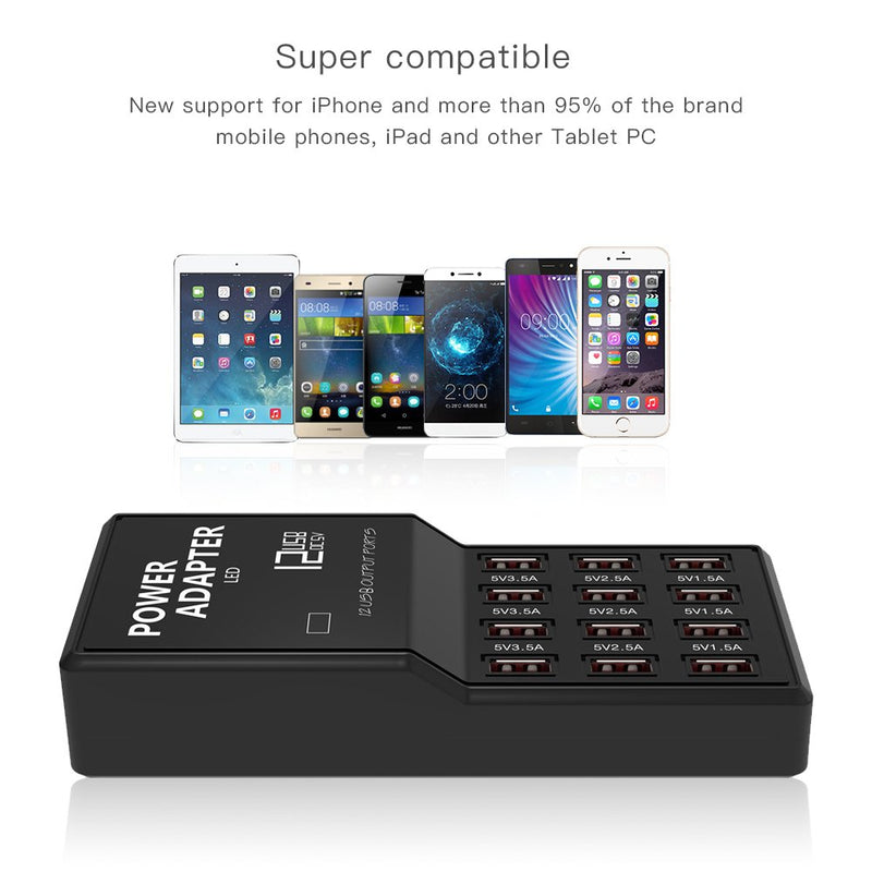 [Australia - AusPower] - Multi Port USB Charger, Merkmak 12-Port 60W/12A Desktop USB Charging Station for iPhone 13, iPhone 12, iPhone 11, iPhone XS, iPhone X, iPhone XR, Samsung Galaxy S9 and USB-Powered Devices 