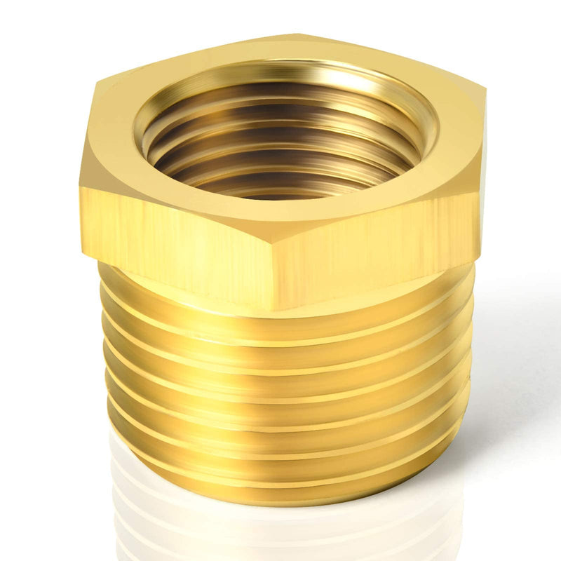 [Australia - AusPower] - TAISHER 2PCS Brass Reducer Hex Bushing Threaded Pipe Fitting 1" NPT Male x 1/2" NPT Female Adapter 1" MNPT x 1/2" FNPT 2 