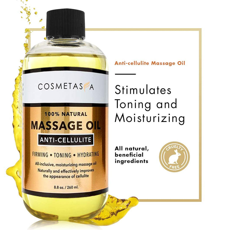 [Australia - AusPower] - Cellulite Massage Oil with Cellulite Massager - 100% Natural Cellulite Treatment, Deeply Penetrates Skin to Break Down Fat Tissue- Firms, Tones, Tightens & Moisturizes Skin by Cosmetasa 8.8 Fl Oz (Pack of 1) 