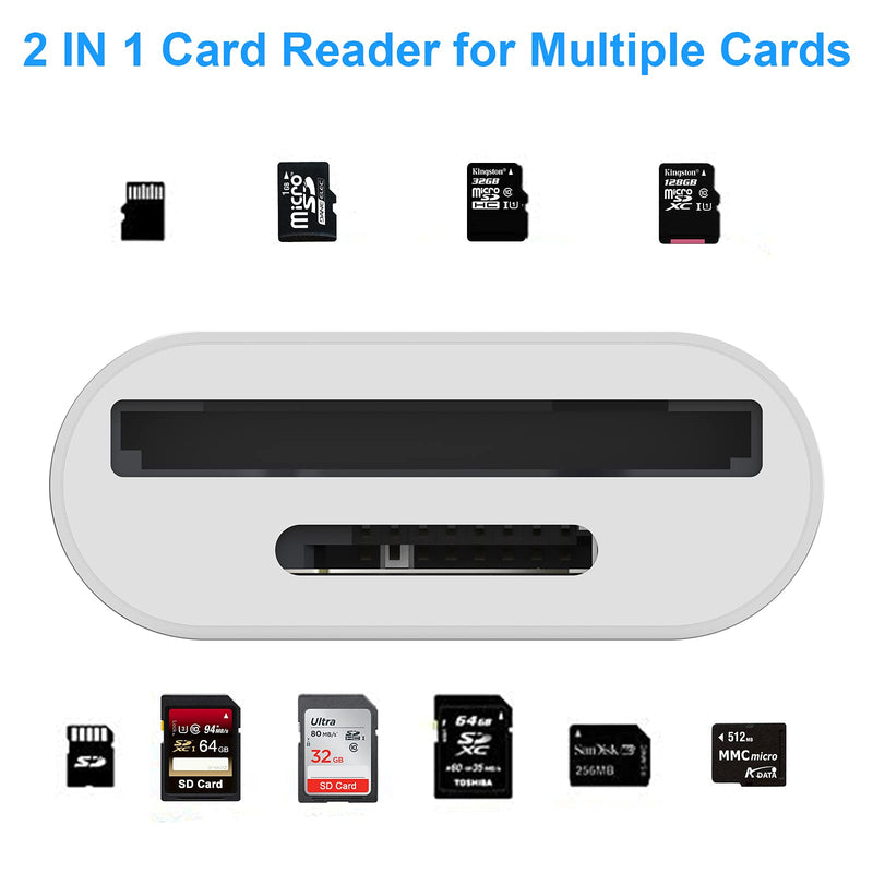 [Australia - AusPower] - SD/TF Card Reader for iPhone/iPad, Memory Card Reader Adapter for Micro SDXC, Micro SDHC, SD, SDXC, SDHC, SD Cards,Compatible with iPhone/iPad 3.0 