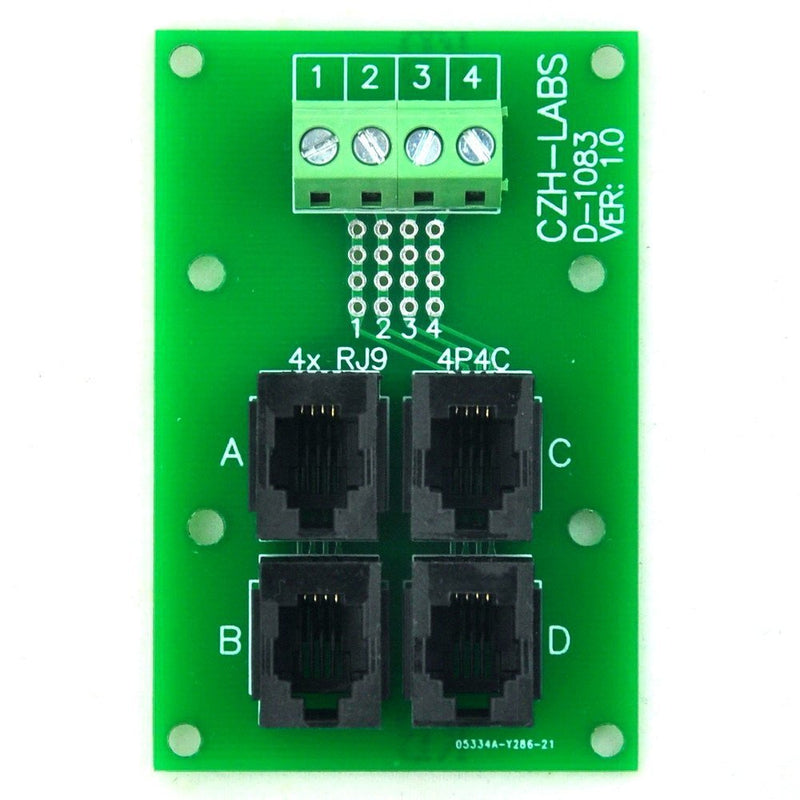 [Australia - AusPower] - Electronics-Salon DIN Rail Mount RJ9 4P4C 4-Way Buss Board Interface Module. 