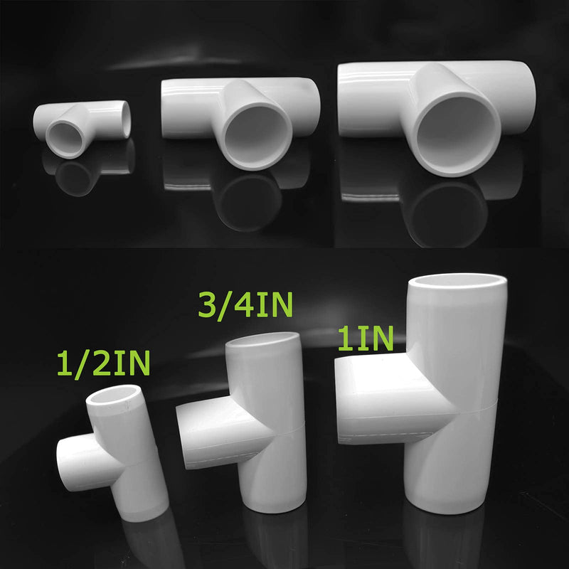 [Australia - AusPower] - EPHECH 3 Way 1/2Inch Tee PVC Fittings, 24PCS Heavy Duty PVC Pipe Fitting PVC Furniture Grade Fitting Connector for Water Supplies Build PVC Furniture DIY Garden Shelf Greenhouse 