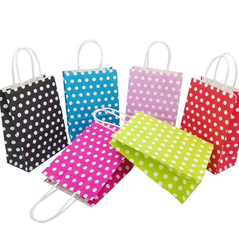 [Australia - AusPower] - 25 PCS Gift Bags Black Kraft Paper Bags with Handles and White Dots for Kid’s Birthday Wedding Holiday Party Supplies by ADIDO EVA (8.2 x 6 x 3.1 in) Black gift bags 25 8.2x6x3.1 Inch (Pack of 25) 
