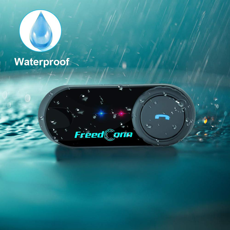 [Australia - AusPower] - Motorcycle Communication System Bluetooth 5.0 FreedConn T-COMVB Helmet Bluetooth Headset for Motorbike Skiing 2~3 Riders Pairing/ 800M Range/Music Sharing/ 1 Pack Changeable Hard & Soft Mic 1 Pack - BT 5.0 Version 