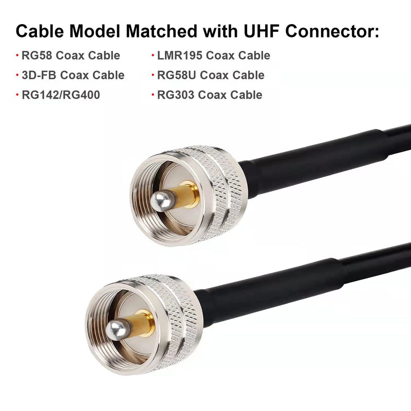 [Australia - AusPower] - MOOKEERF PL-259 UHF Male Plug Crimp Coax Connector Adapter for RG58 LMR195 RG400 3D-FB KSR195 Cable (Pack of 10) 