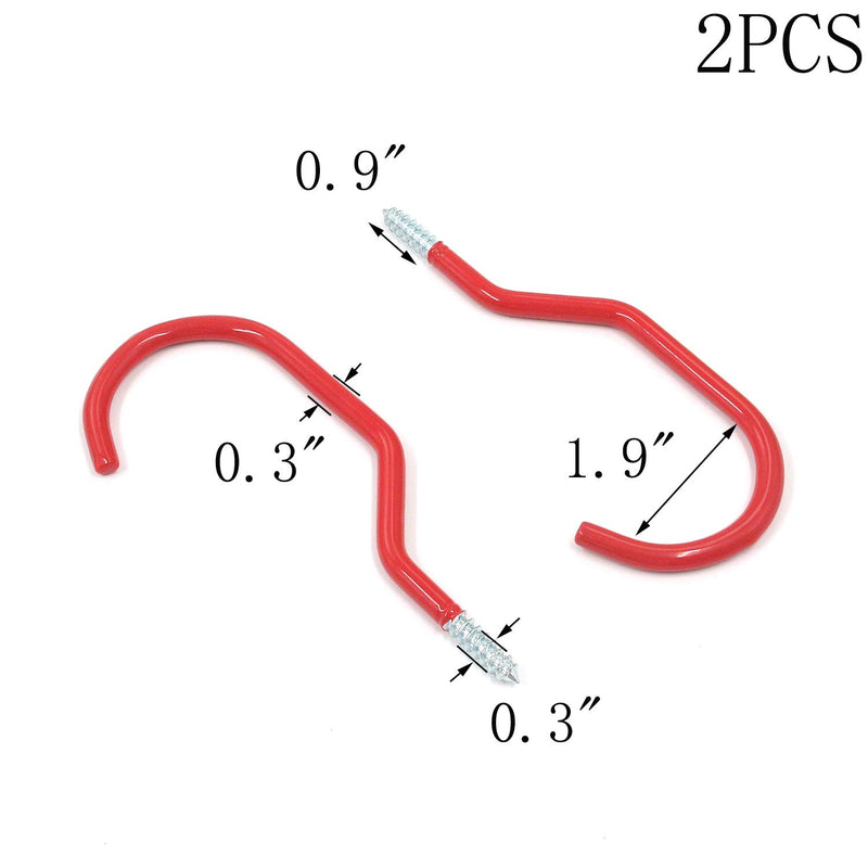 [Australia - AusPower] - MTMTOOL Heavy Duty Bike Hooks 2-Pack Red Bicycle Storage Hooks Screw-in Utility Storage Hangers for Garage Garden,Plastic Coated 