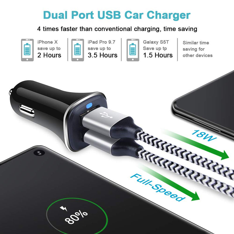 [Australia - AusPower] - Car Charger Adapter, Car Charger Fast Charge, 2 Pack 4.8A Dual USB Cigarette Lighter USB Charger for iPhone 13 12 11 Pro Max,SE,XR/XS/X,8/7/6, iPad, Samsung Galaxy S22 S21 S20,Note 20, Google Pixel 2-Pack 