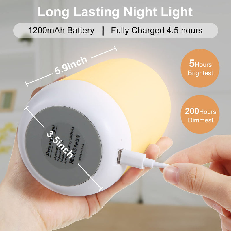[Australia - AusPower] - Night Light LED Portable Lamp, Warm Soft Light and Changing RGB Color, with USB Rechargeable and Touch Control, Eye Protection for Breastfeeding Babies Kids, Living Bedroom Gift 