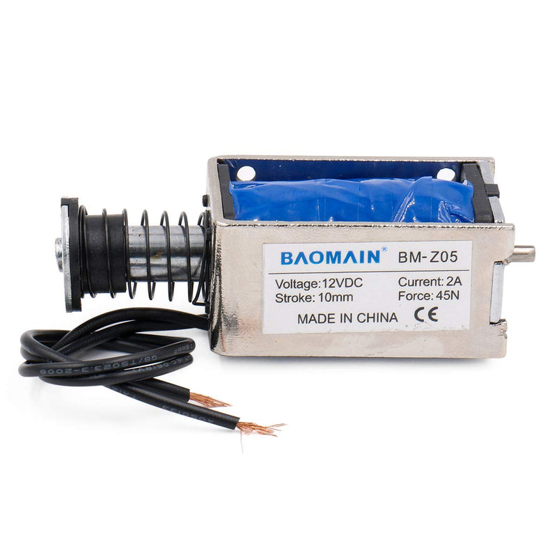 [Australia - AusPower] - Baomain Solenoid Electromagnet BM-Z05 DC 12V 2A Push Type Open Frame 10mm 45N 9.9LB 