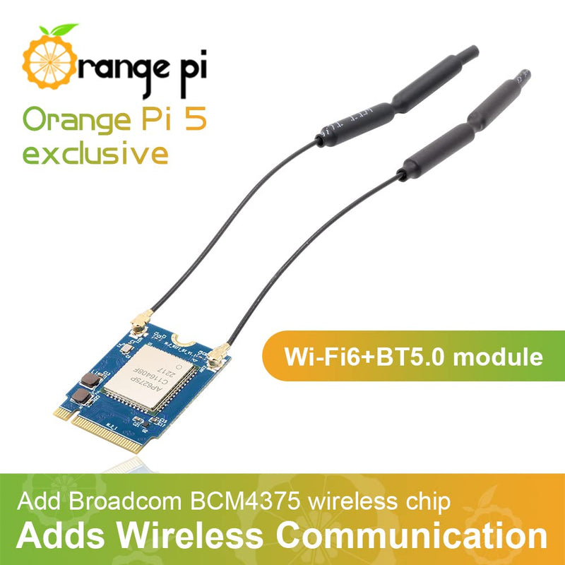 [Australia - AusPower] - Orange Pi 5 PCIe Wi-Fi6, BT5.0 Module, Support BLE, Wi-Fi, 2T2R 802.11 ax/ac/a/b/g/n Only Compatible with OPi 5 Singble Board Computers 