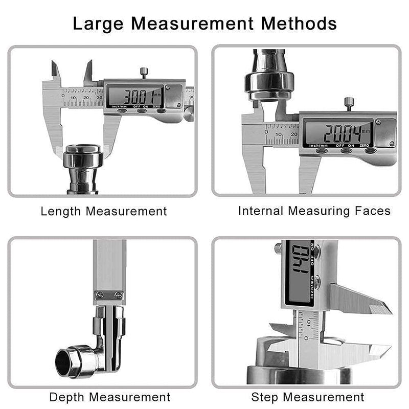 [Australia - AusPower] - Digital Caliper, Caliper Measuring Tool with Stainless Steel, Electronic Micrometer Caliper with Large LCD Screen, Auto-Off Feature, Inch and Millimeter Conversion (6 Inch/150 mm) silver Digital Caliper 