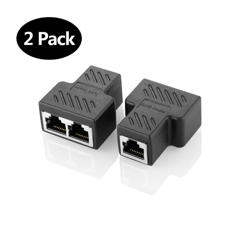 [Australia - AusPower] - RJ45 Splitter Connectors Adapter 1 to 2 Ethernet Splitter Coupler Double Socket HUB Interface Contact Modular Plug Connect Network LAN Internet Cat5 Cat6 Cable 2 Pack (CAN'T RUN BOTH AT THE SAME TIME) 