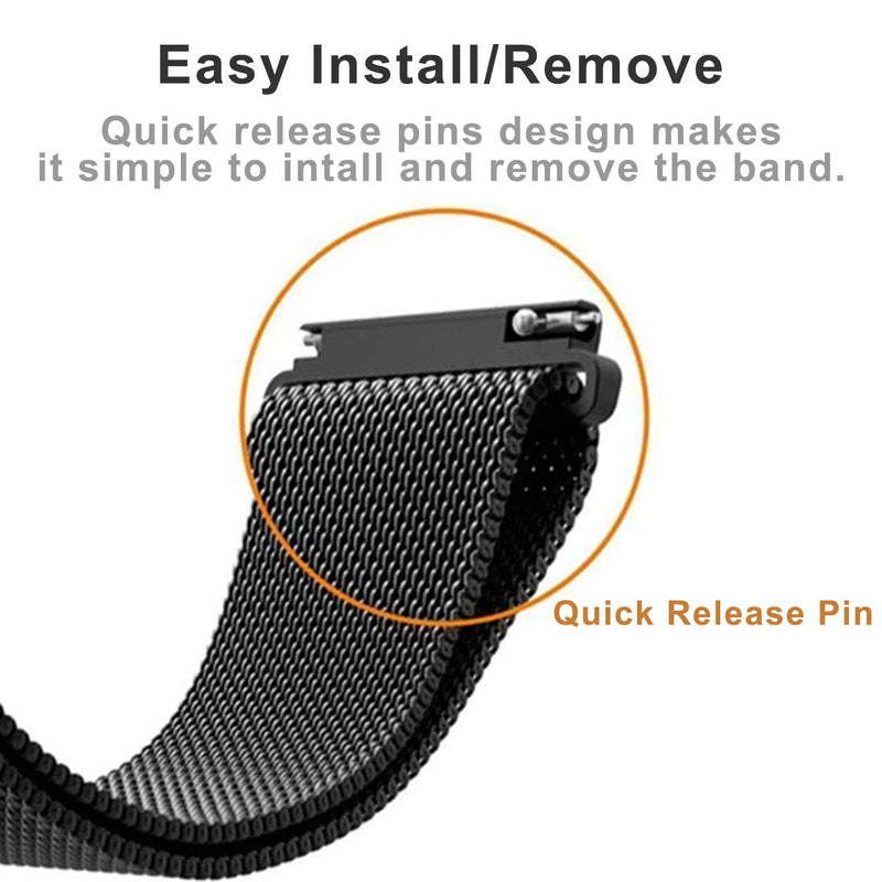 [Australia - AusPower] - Valkit Compatible with Galaxy Watch 3 41mm/Galaxy Watch 4 Band, 20mm Metal Mesh Bracelets for Women Men Replacement Wristband for Samsung Galaxy Watch 4 Classic/Galaxy Watch 42mm/Active 2 Black 41mm/42mm 