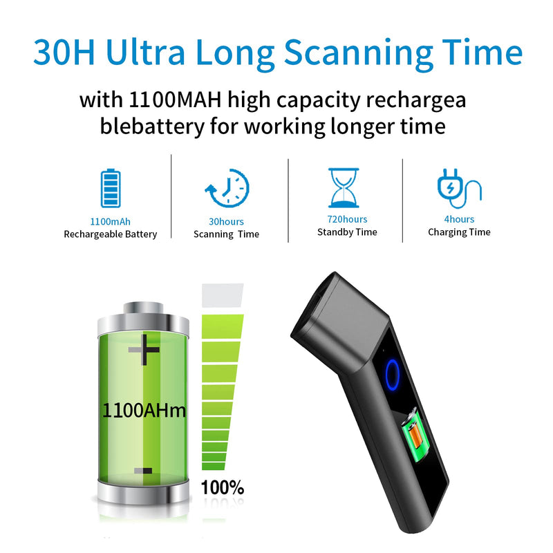 [Australia - AusPower] - 2D Barcode Scanner Compatible with Bluetooth & 2.4G Wireless & Wired Code Scanner Wireless Image Bar Code Reader for Laptops Computers Cashier iPhone iPad Android R50-2D 