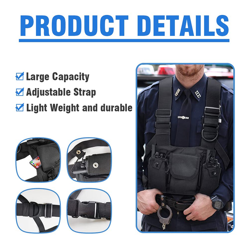 [Australia - AusPower] - Radio Pouch Holster for Bao Feng UV-5R BF-F8HP UV-82 for Kenwood for Motorola GP338 CP200D Radios Larger Capacity Tactical Harness Chest Rig Pack 