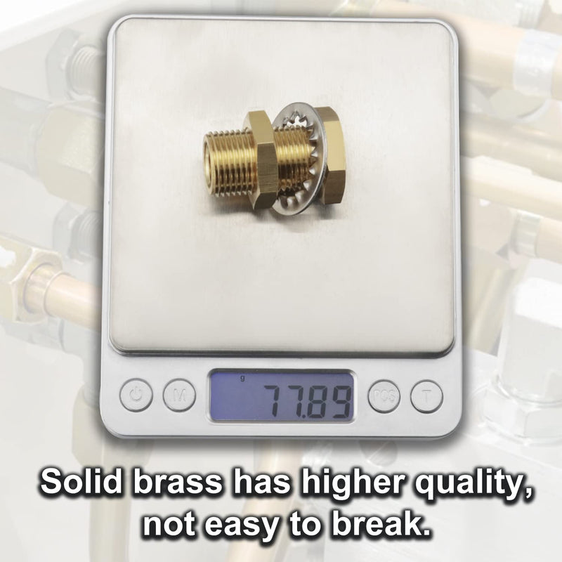 [Australia - AusPower] - CheeMuii 2pcs Bulkhead Brass Pipe Fitting Anchor Coupling Bulkhead Tank Fitting Bulkhead Tank Fitting Frame Hose Connector Gold 