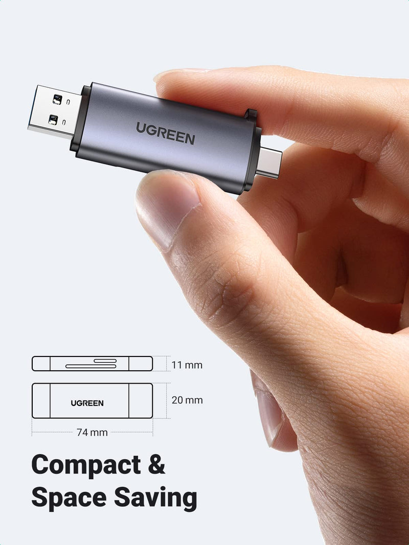 [Australia - AusPower] - UGREEN USB C SD Card Reader Memory Card Reader USB 3.0 Micro SD Adapter for TF SD Micro SD SDXC SDHC MMC RS-MMC Micro SDXC Micro SDHC UHS-I Compatible with Samsung Galaxy S21 S22 MacBook Pro iPad Pro 