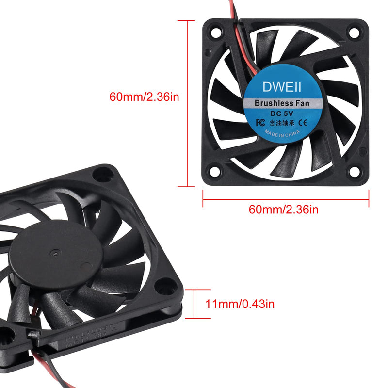 [Australia - AusPower] - DWEII 4-Pack USB Brushless Cooling Fan 60mm x 10mm USB Fan 5V DC Brushless Cooling Fan 6010 for Brushless DC Computer CPU Heat Sink Cooling Cooler Fan 