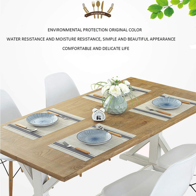 [Australia - AusPower] - YOSICHY Table Mats Set of 4 Crossweave Woven Vinyl Placemats Heat Resistant Non-Slip Kitchen Placemats for Dining Table Washable Easy to Clean(Blue) C-blue 