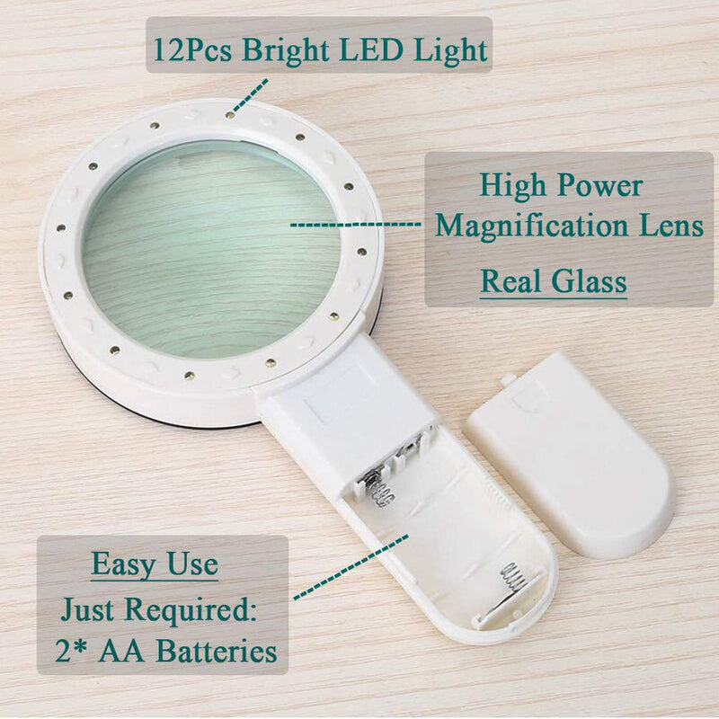 [Australia - AusPower] - Magnifying Glass with Light,30X High Power Jumbo Lighted Magnifiers Lens for Seniors Reading Small Print,Stamps, Map,Inspection, Macular Degeneration 