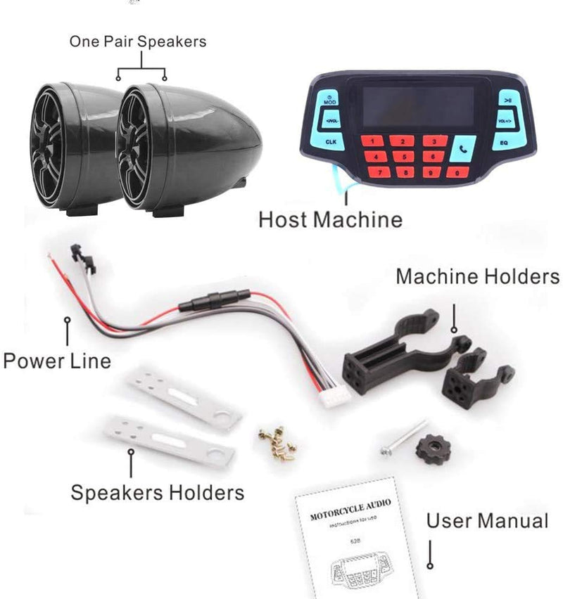 [Australia - AusPower] - USB Bluetooth Waterproof Motorcycle Audio Radio Sound System Stereo Speakers MP3 