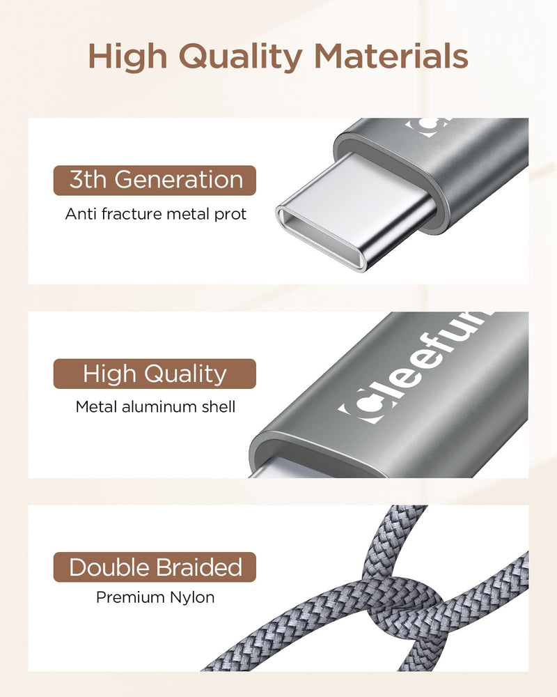 [Australia - AusPower] - CLEEFUN Short USB C Cable [1ft, 5-Pack], Fast Charging USB to USB C Cable Braided Type C Charger Cord for Power Bank, Galaxy S23 S22 S21 S20 FE Ultra 5G S10 S9 Note 20 10 Z Fold/Flip, Pixel (Grey) 1ft+1ft+1ft+1ft+1ft Gray 