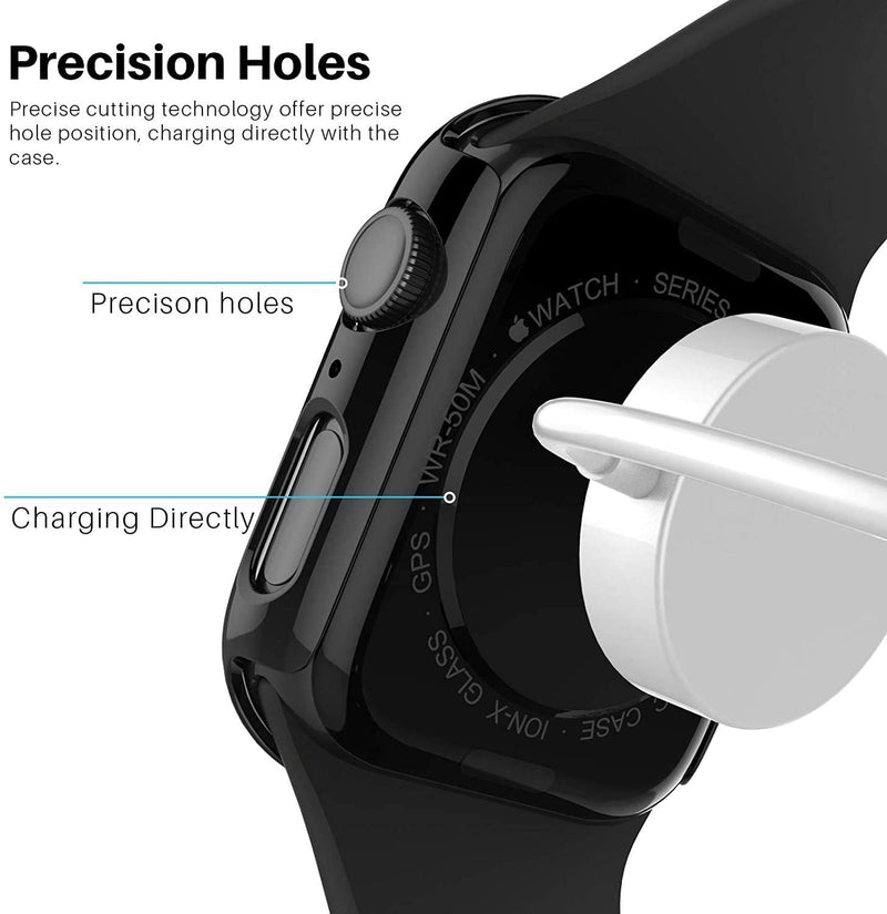 [Australia - AusPower] - Anti-Scratch Tempered Glass Screen Protector + Hard PC Cover Compatible with Apple Watch Series 7 45mm 41mm,Smartwatch Accessorie,Bumper+Screen Protector Case,HD Protective Cover,Mindnight Blue,41mm Mindnight Blue 