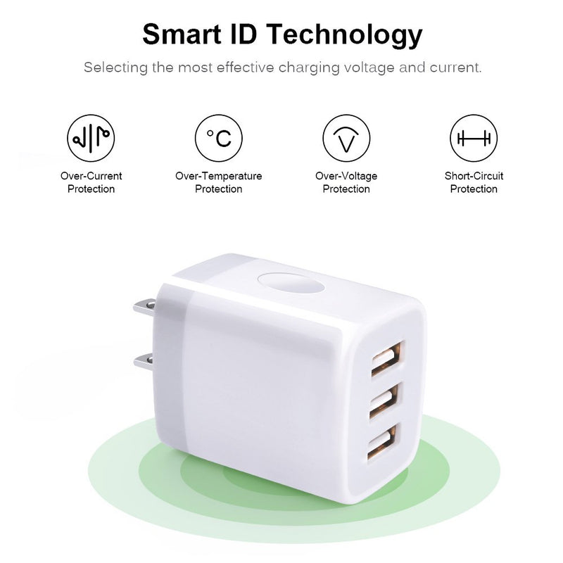 [Australia - AusPower] - Muti Port USB Wall Charger,Sicodo 3.1Am Universal Travel Charger Block Power Plug Adapter Compatible with iPhone Xs/XS Max/XR/X/8/7/6/Plus,Sumsung Galaxy/Note/Edge,LG,Nexus,and Other USB Plug Devices White 